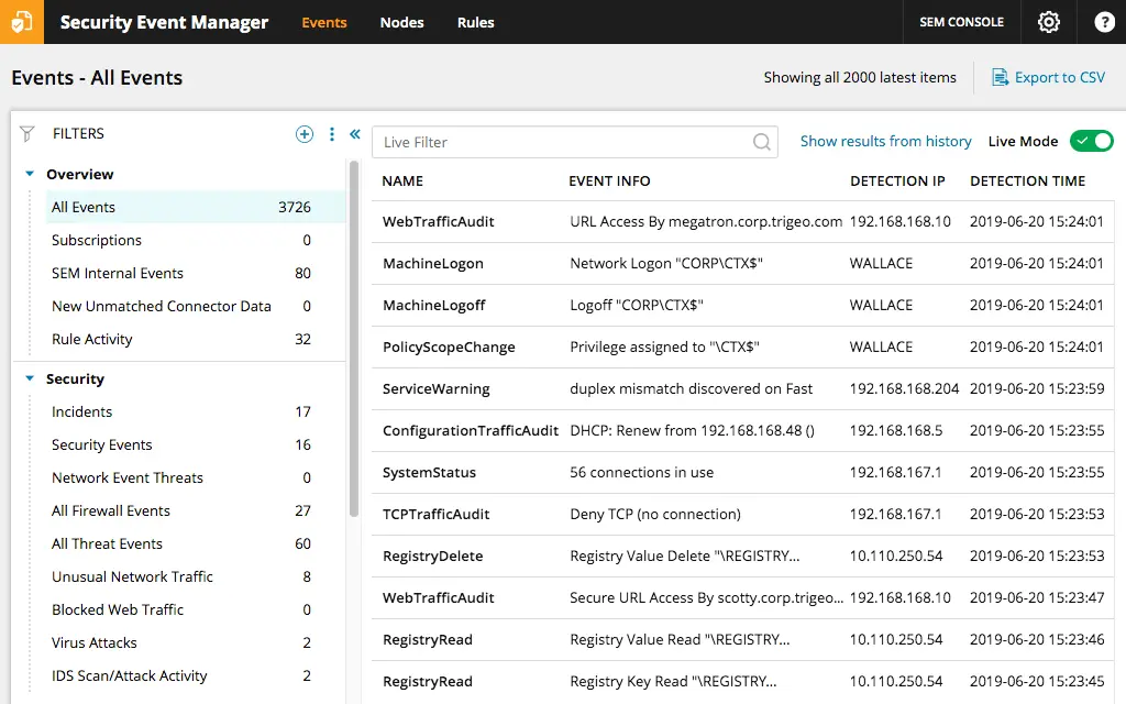 Log management in SolarWinds